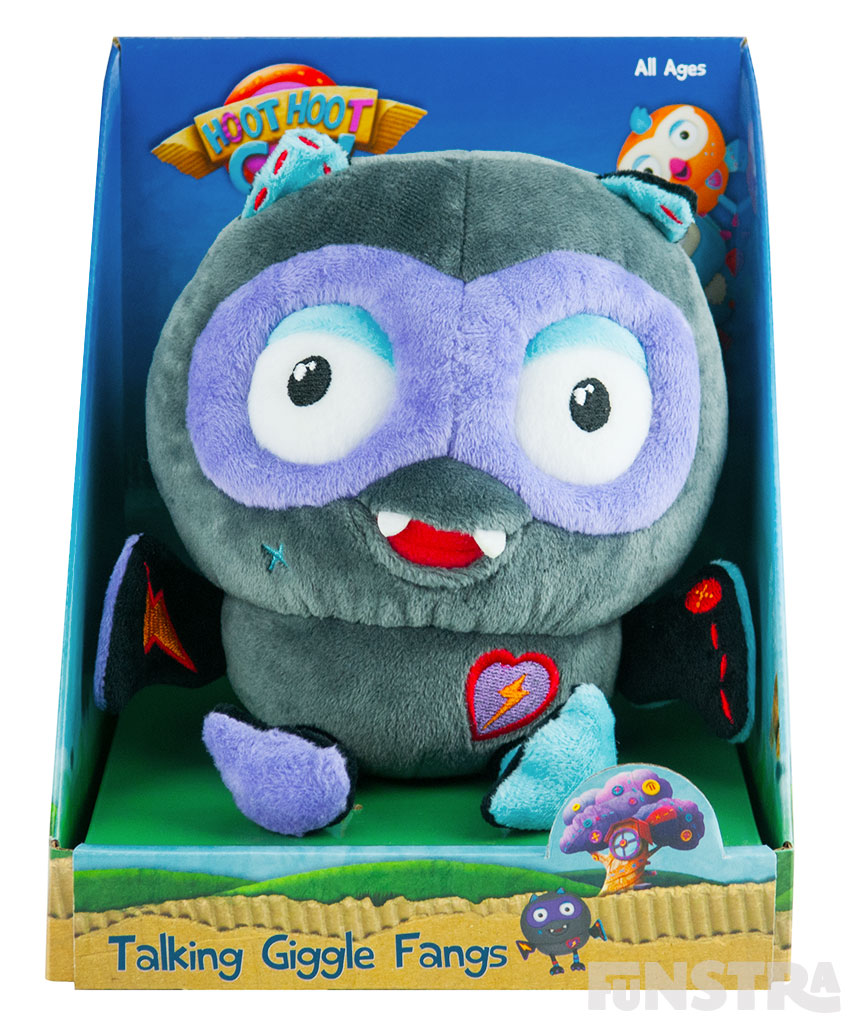 Giggle Fangs Talking Plush Toy Large 18cm Giggle And Hoot Interactive