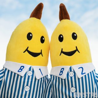 Always smiling B1 and B2 large plush dolls are available in talking plush and as a singing doll