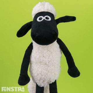 'Oh life's a treat with Shaun the Sheep. He's Shaun the sheep, he's Shaun the sheep, he doesn't miss a trick or ever lose a beat.' Cuddle Shaun and the flock from Mossy Bottom Farm with this cute stuffed animal.