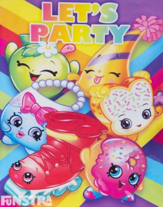 Let's Party with the Shopkins - Apple Blossom, Marty Party Hat, Handbag Harriet, Lola Roller Blade, D'lish Donut, Fairy Crumbs, Miss Pressy and Milk Bud!
