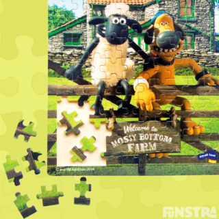 Shaun the Bitzer welcome you to Mossy Bottom Farm on this fun jigsaw puzzle.