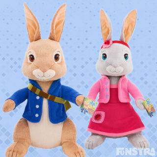 Cuddle Peter Rabbit and Lily Bobtail with these super cute and cuddly giant size plush stuffed animals, as you hop around on adventures together.