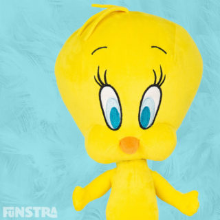 I tawt I taw a puddy tat! ... I did! I did taw a puddy tat! Cuddle your favorite yellow canary from Warner Bros. Looney Tunes and Merrie Melodies animated cartoons with a Tweety Bird plushy.