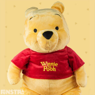 Cuddle a giant plush toy of everyone's favorite bear from the Hundred Acre Wood and much loved friend Eeyore, Tigger, Rabbit, Piglet, Owl, Kanga and Roo.