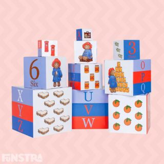 Paddington Bear Nesting & Stacking Learning Building Blocks are fun building and construction toys that help develop fine motor and problem solving skills and are bright and colourful educational toys to help children learn alphabet letters, numbers and visual perception.