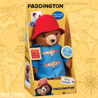 My Name Is Paddington talking toy from Rainbow Designs. Press his tummy to hear him say 'Hello my name is Paddington' and 'Roooaaar' just like in the movie.