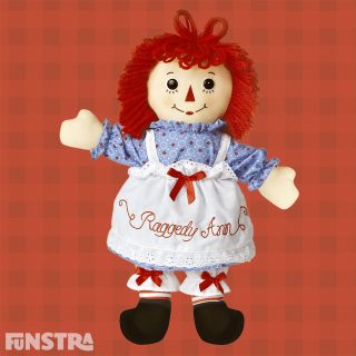 Raggedy Ann is one of the most recognised rag dolls with red yarn for hair and a triangle nose and first appeared the Raggedy Ann Stories book series of children's stories by Johnny Gruelle in 1918.