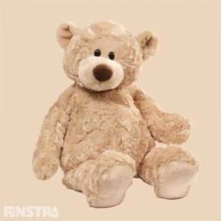 GUND's Manni  bear is a super cute character bear with adorably floppy arms and legs and features distinctive rose-swirl fabric in beige that provides a luxury touch.