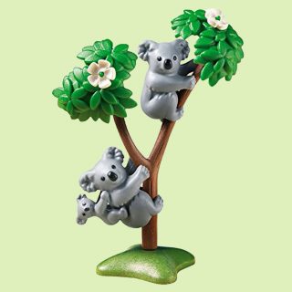 Enjoy an afternoon nap with the Koala Family from Playmobil. The building kit playset includes two adult koalas, one baby koala, and tree with flowers. Young animal lovers will have a blast with this hands-on animal set that encourages children to explore and learn while having fun.