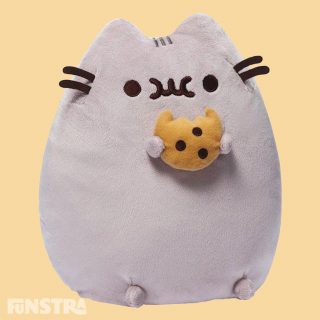 Bring home your very own super squishy and lovable Pusheen plushy — along with a soft sweet cookie! This classic standing pose plush version of Pusheen satisfies her sweet tooth with her chewing on a tasty-looking chocolate chip cookie.