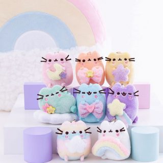 The Pusheen Surprise Rainbow Plush are the cutest mini plush at approximately 3 inches tall, each with a metallic silver latch to use as a plush keychain.