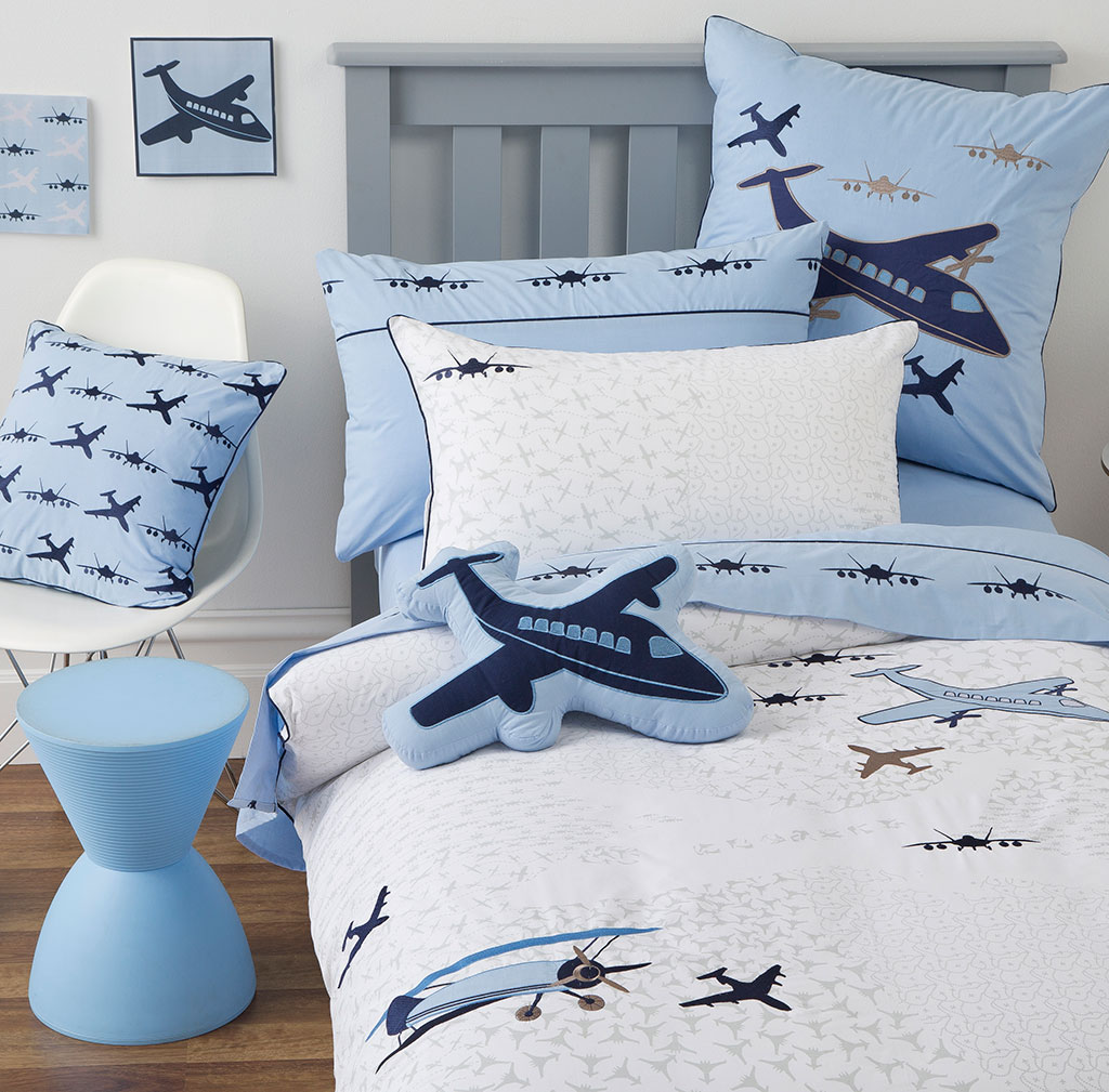 Flying Quilt Doona Duvet Cover Set Bedding Boys Kids Airplane Planes ...