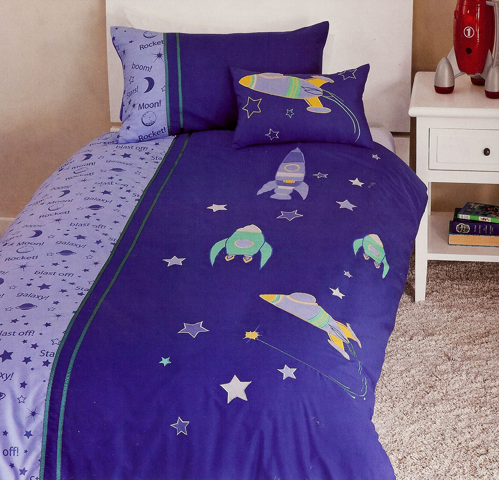 Spaceships Quilt Cover Set Doona Duvet Cover Kids Space Bedding Boys ...