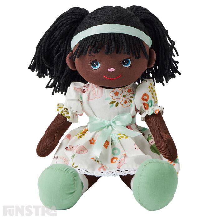 Cloth doll with black hair store