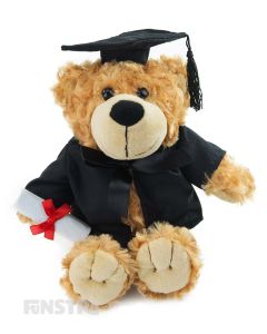 Buddy is a stylish bear and is perfect to celebrate the graduation of those dear to you. Wearing a black graduate cap and gown, Buddy bear proudly holds his graduate certificate.