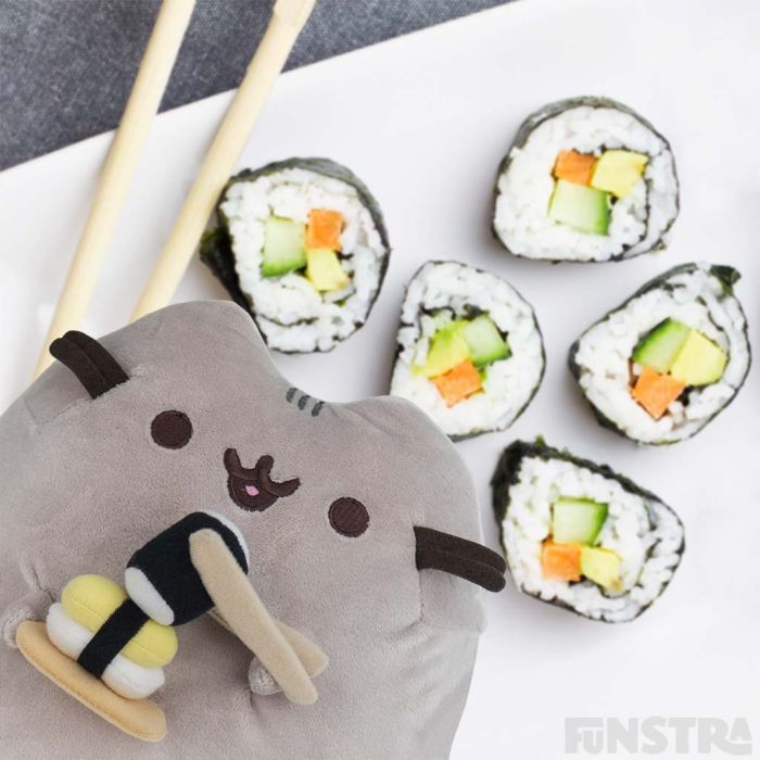 pusheen with sushi