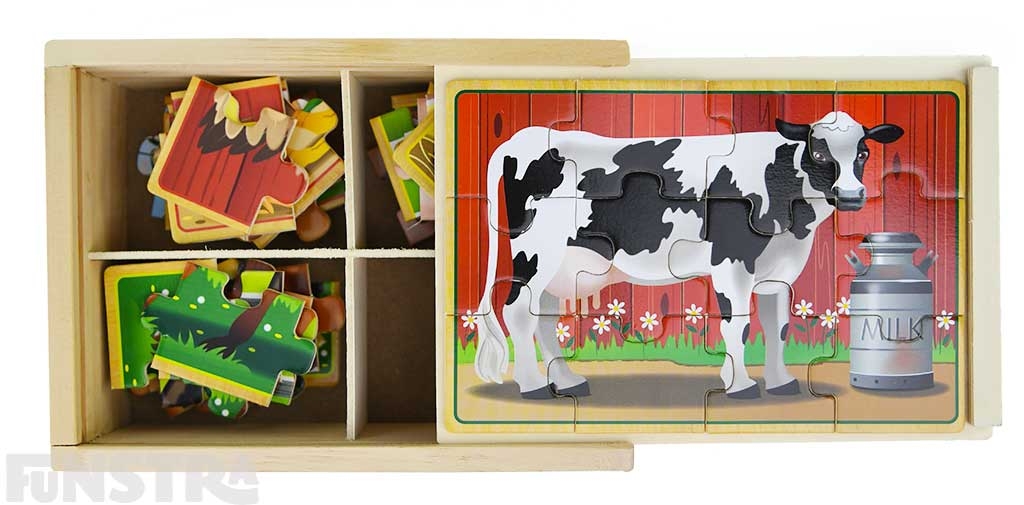 Farm Animal Puzzles Melissa 4 In 1 Farm Jigsaw Puzzle Pig Cow Horse Chicken 772037938 Ebay